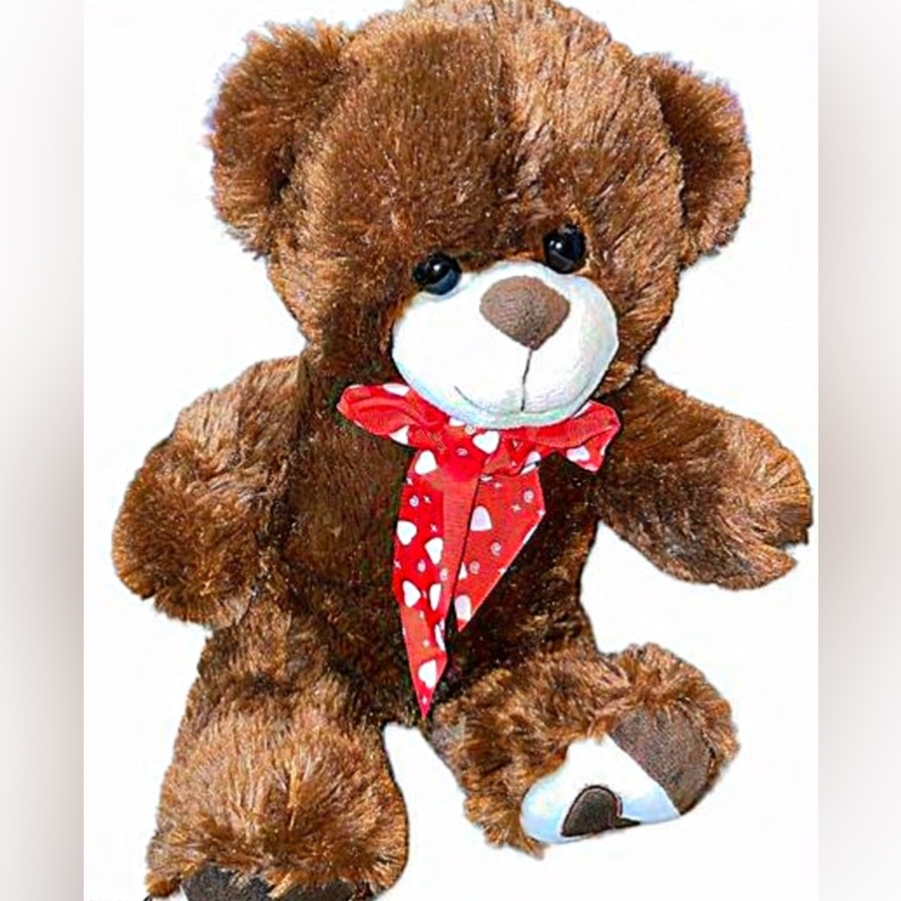 Cnyanhaven Brown Teddy Bear Love Hearts On Paws Valentines Day Plush Stuff